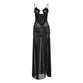 Maxikleid aus transparenter Spitze